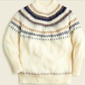 J. Crew Fair Isle Yoke Puff Sleeve Sweater NWT